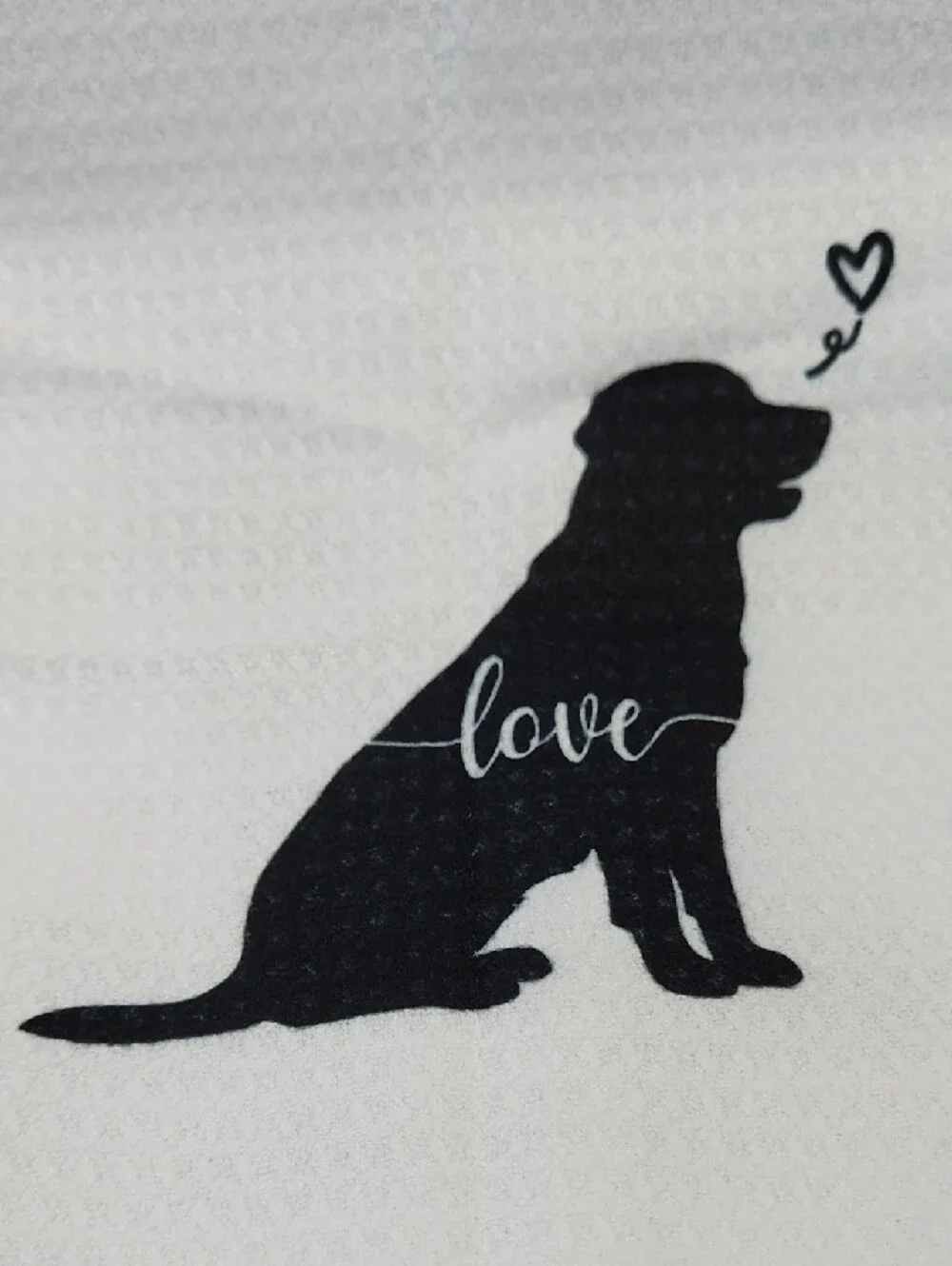 BLACK Dog Silhouette Pet Towel OR KITCHEN with Love Script